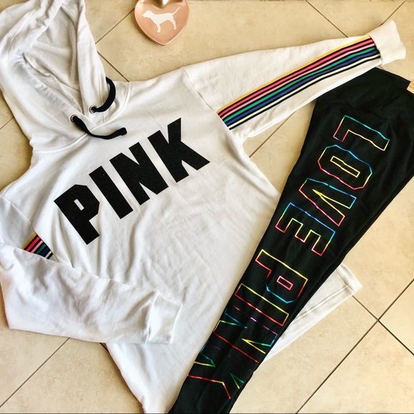 *RARE* VS PINK Rainbow Hoodie & Legging SET S/M - Picture 3 of 16